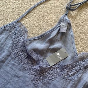 lace accented blue/gray aerie nightgown w/ tags